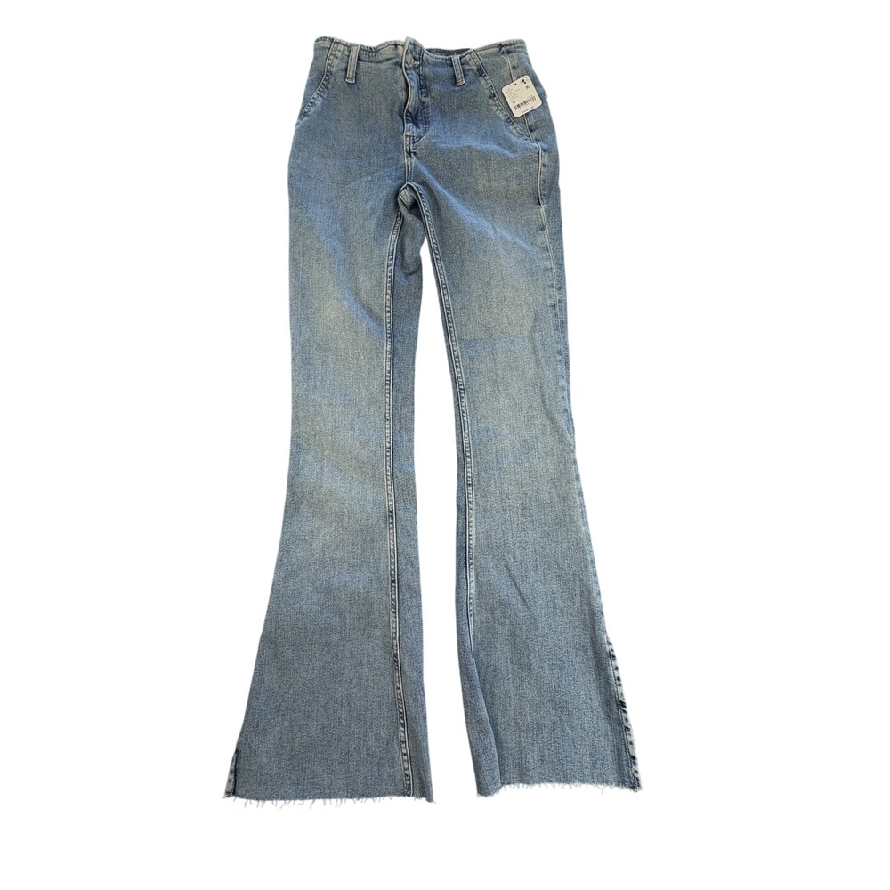 Free People Level Up Slit Bootcut Jeans Womens 26 Blue Light Wash Mid Rise
